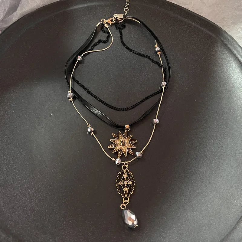 Tinkers Vintage Brown Natural Stone Pendant Necklace Leather Rope - Apparel & Accessories > Jewelry > Necklaces