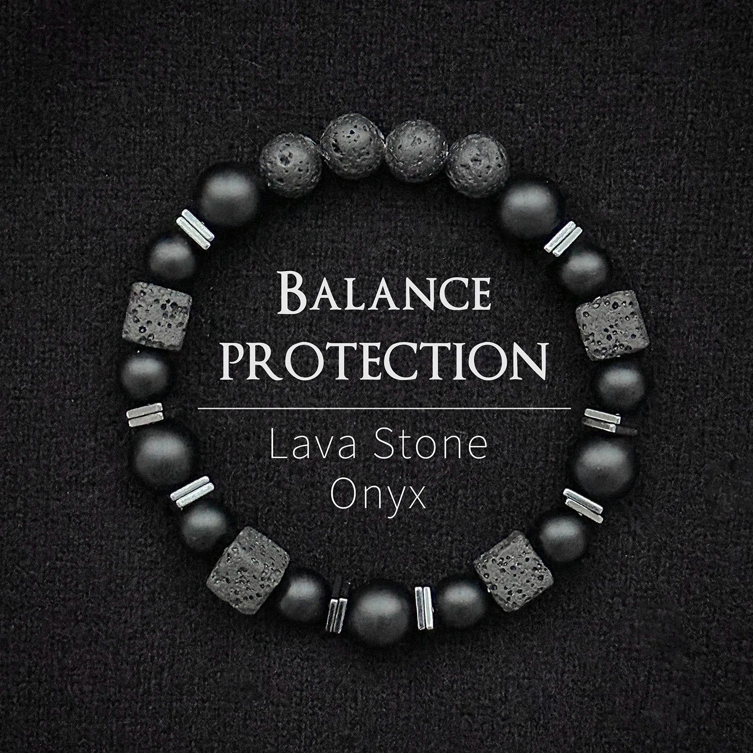 Natural Matte Black Onyx and Lava Bead Bracelet for Men Balance and Protection Signature Handcrafted By Tinkers