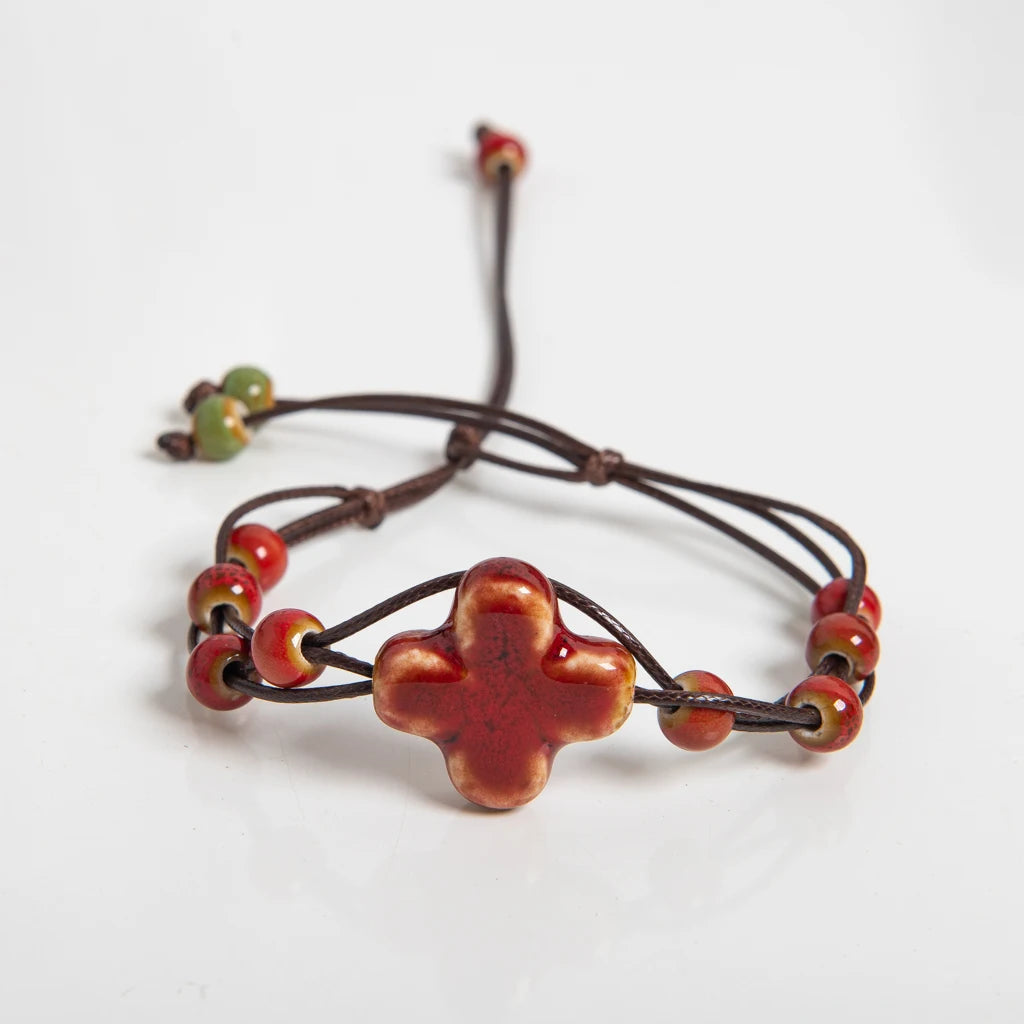 Tinkers Tinkers Ceramic Floral Charm Bracelet Exclusive Boho Style -