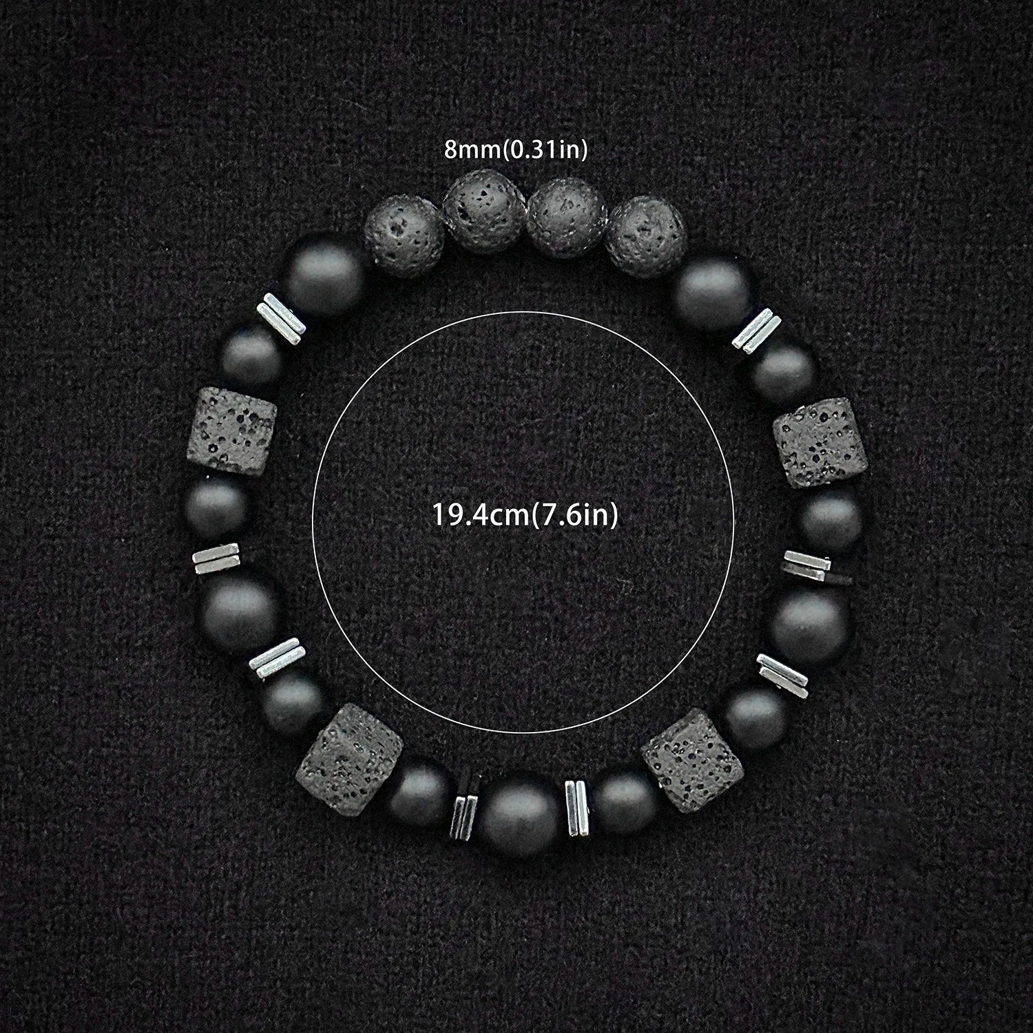 Natural Matte Black Onyx and Lava Bead Bracelet for Men Balance and Protection Signature Handcrafted By Tinkers