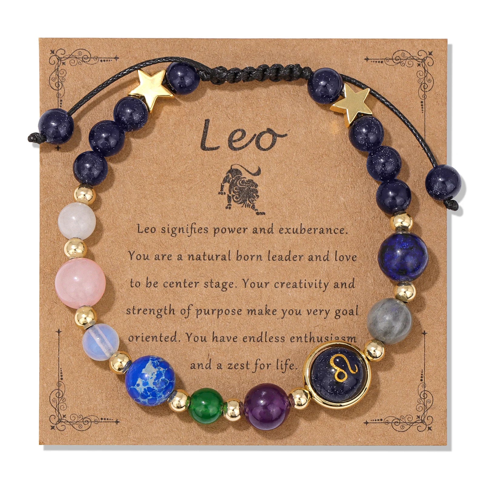 12 Zodiac Signs Natural Stone Bracelet Taurus Cancer Virgo