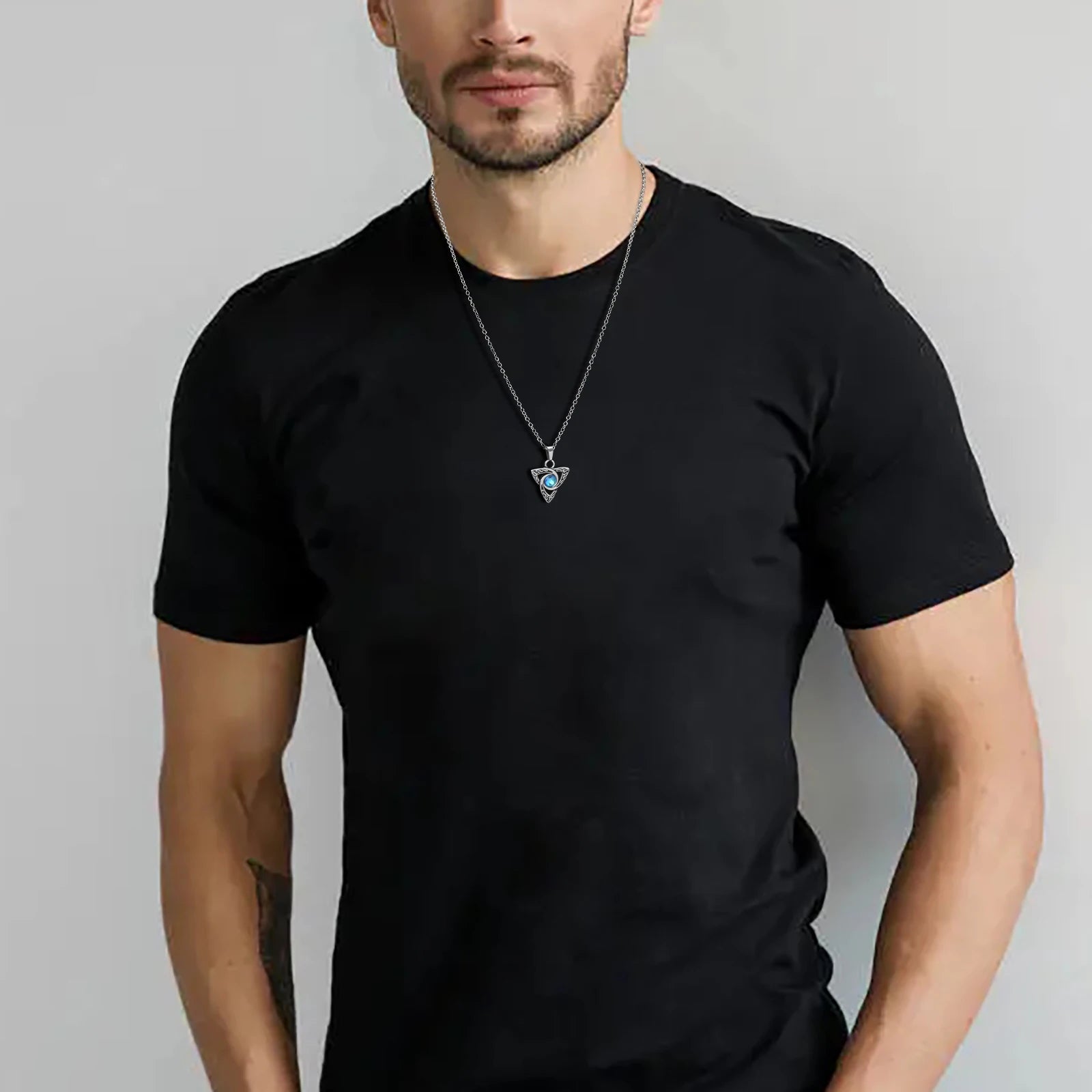 Vnox Vintage Celtic Knot Pendant Moonstone Necklace