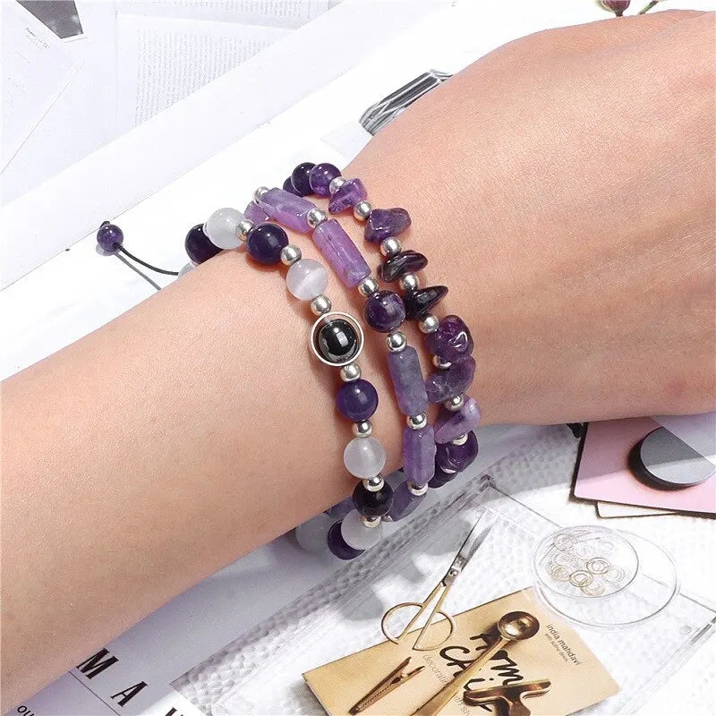 Handcrafted Amethyst Bracelet Set for Healing, Balance, and Meditation by Tinkers