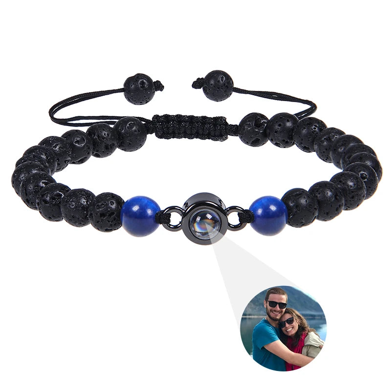 Schwarzes mattes Tigerauge-Fotoarmband von Tinkers Energy