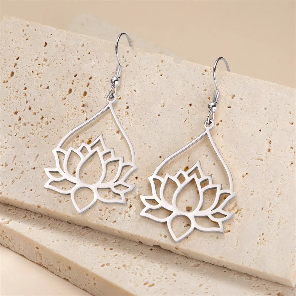 Lotus Drop Earrings By Tinkers - Spiritual Balance Energy