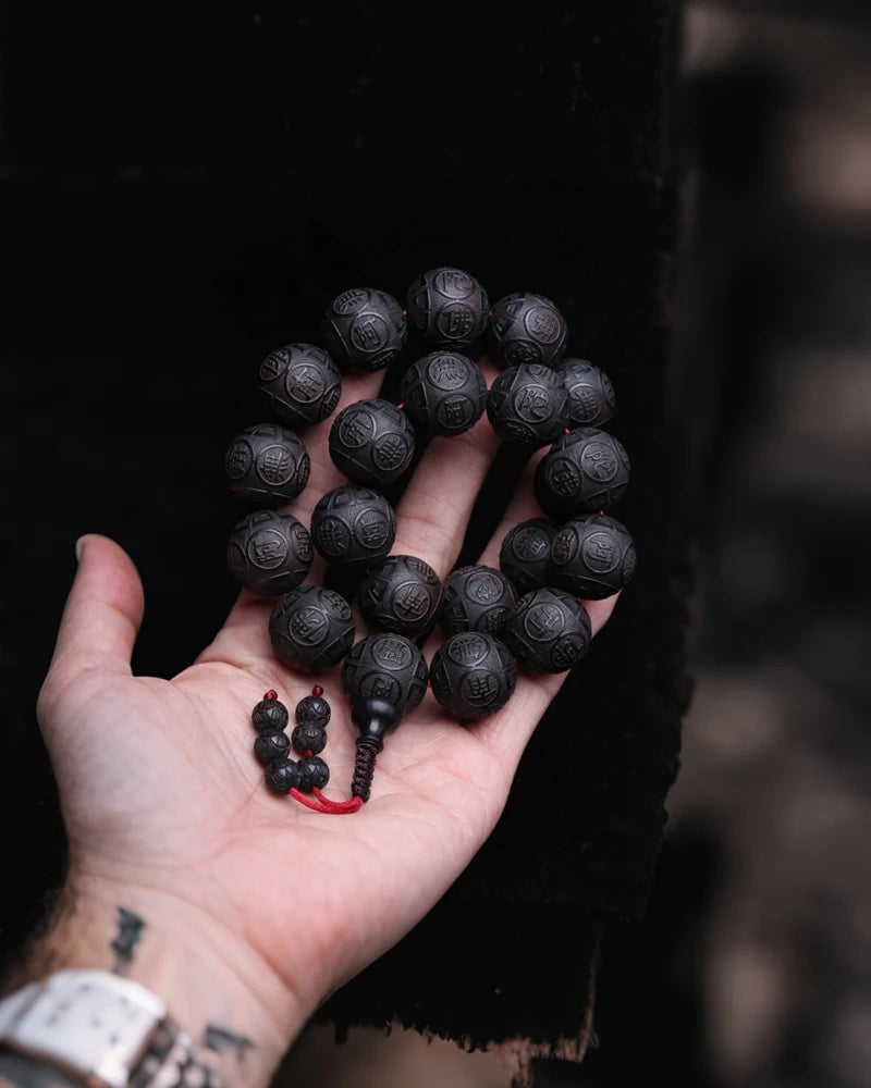 Tinkers Genuine Black Wood Tibetan Prayer Bracelet 12 Beads -