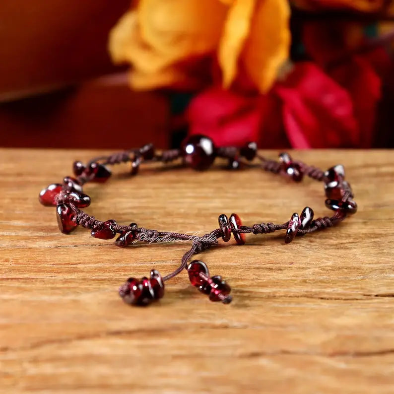 Tinkers Natural Garnet Bracelet With Beads Chakra Healing Gift - Apparel & Accessories > Jewelry > Bracelets