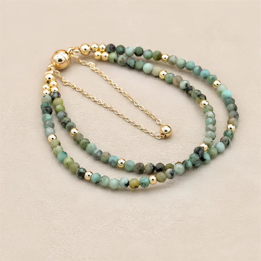 Tinkers Double Layer African Jasper Beads Bracelet Magnetic Strand - Apparel & Accessories > Jewelry > Bracelets