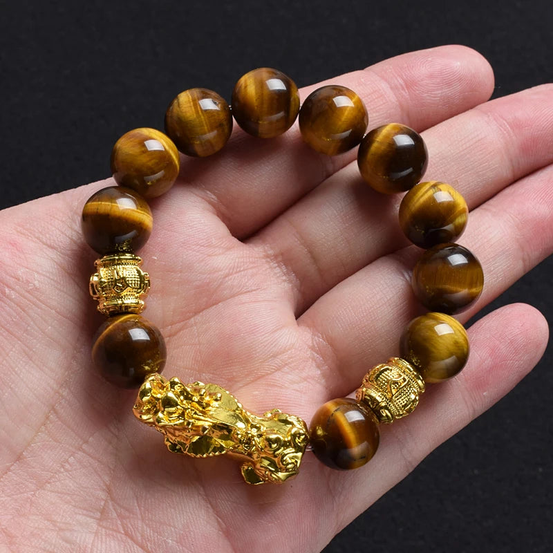 Pi Xiu Tiger Eye Beads Bracelet Feng Shui Pixiu Good Luck