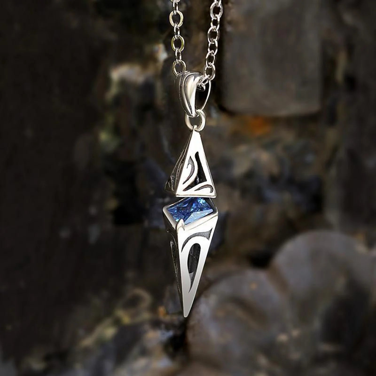 Blue Stone Cube Pendant by Tinkers - Energy and Balance