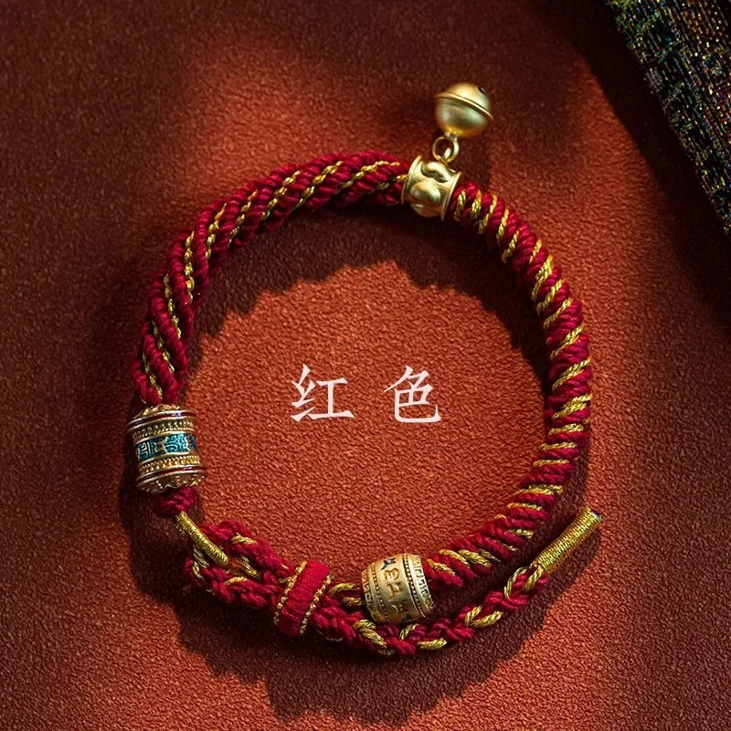 Om Mani Padme Hum Tibetan Rope Bracelet Red Thread Charm