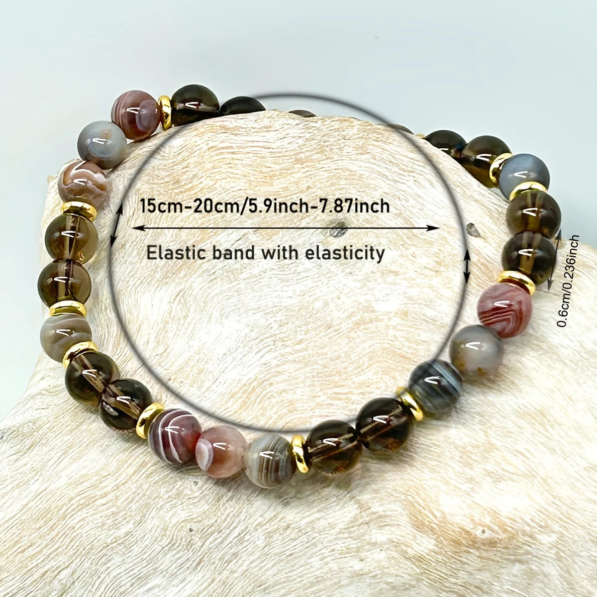 Agate Smoky Quartz Unisex Bracelet for Calm and Strength
