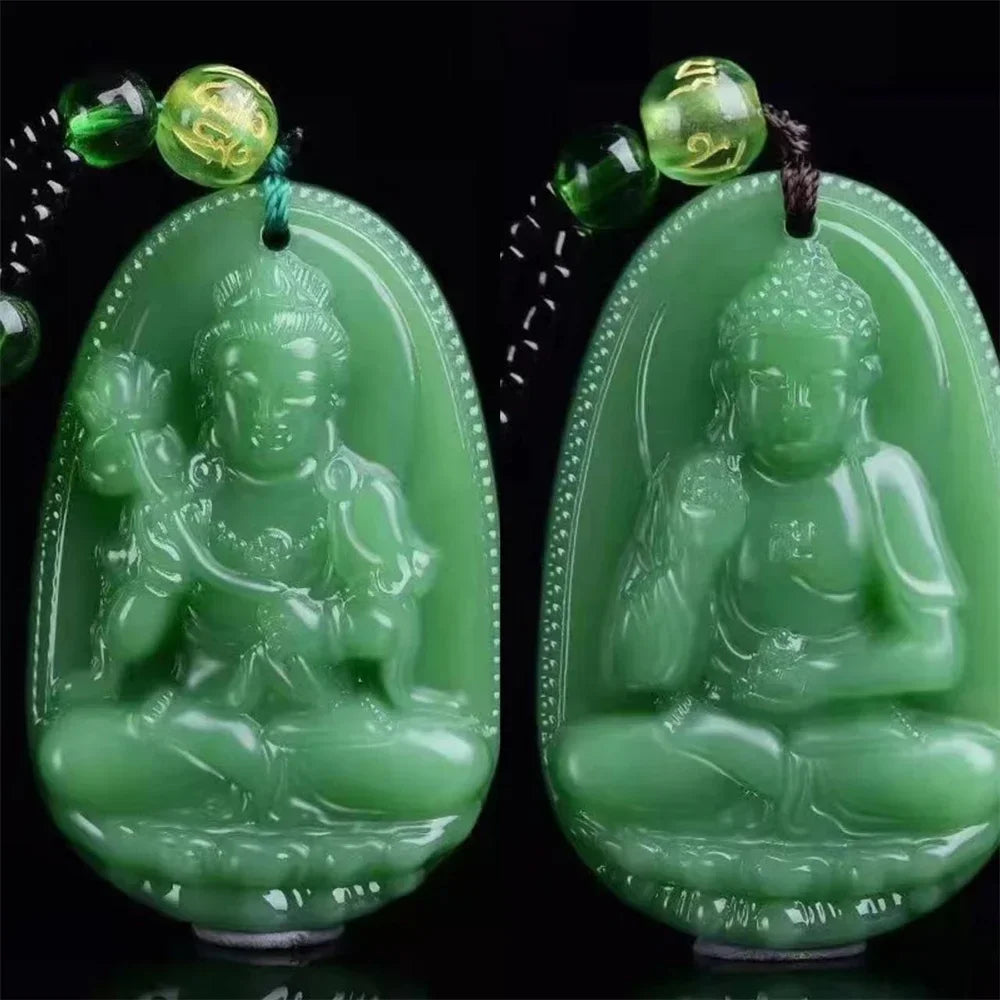 Jade Guanyin Anhänger Halskette Schutz Heilung Handarbeit
