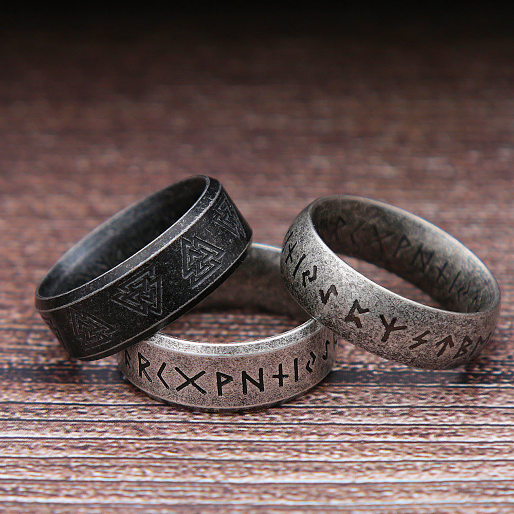Tinkers Retro Viking Rune Ring Unisex 316L Stainless Steel Odin - Apparel & Accessories > Jewelry > Rings