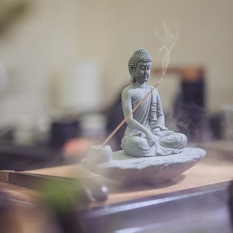 Tinkers Meditating Buddha Statue Zen Decor Incense Holder Home Desk -