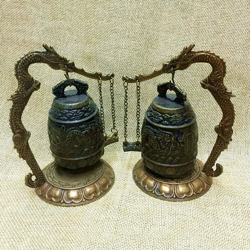 Tinkers Lock Dragon Carved Buddhist Bell Geomantic Meditation Altar - Religious & Ceremonial > Religious Items > Religious Altars