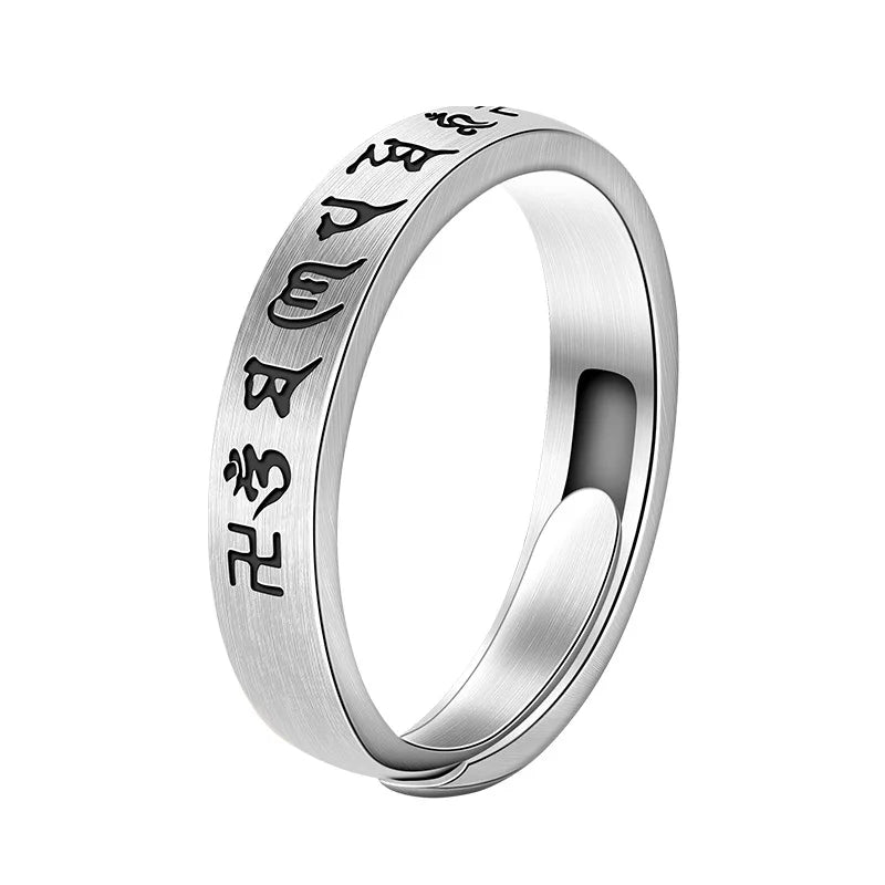 Om Mani Padme Hum Lotus Ring — Six-Syllable Mantra | Silver-Plated Copper