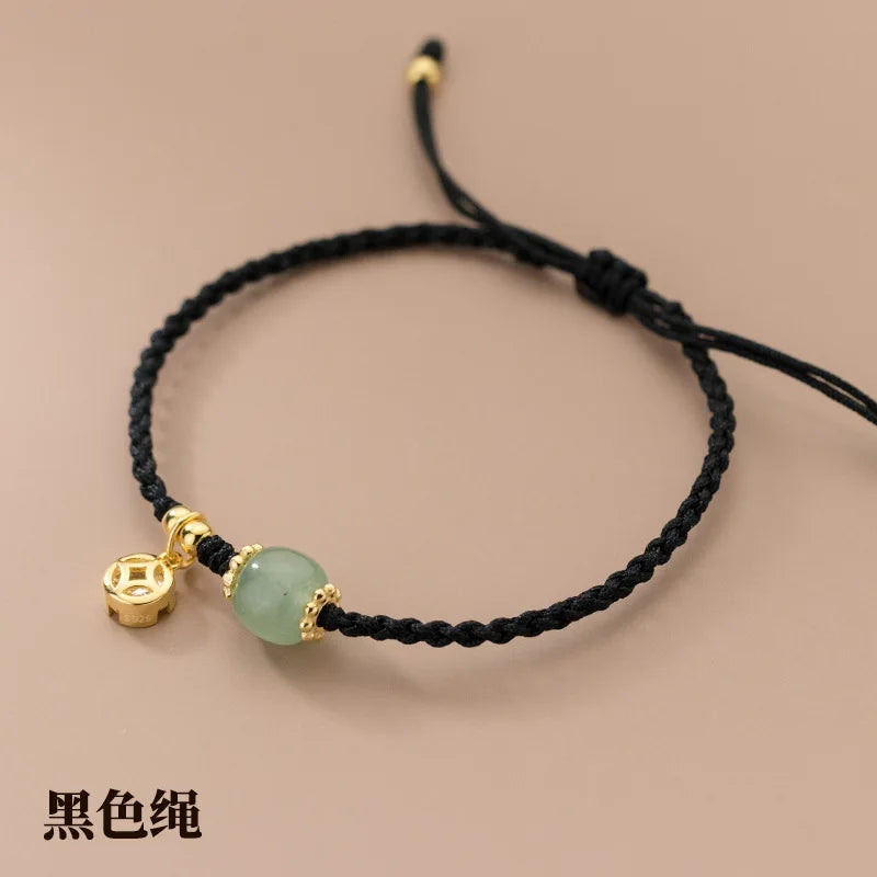 Jade Wohlstand Balance Armband Handarbeit Verstellbar Boho