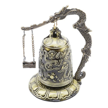 Tinkers Lock Dragon Carved Buddhist Bell Geomantic Meditation Altar - Religious & Ceremonial > Religious Items > Religious Altars