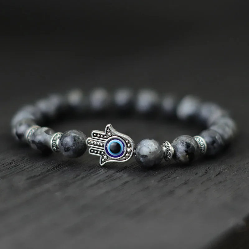 Tinkers Turkey Evil Eye Beaded Bracelet 8mm Lava Stone Lapis Lazuli - Apparel & Accessories > Jewelry > Bracelets