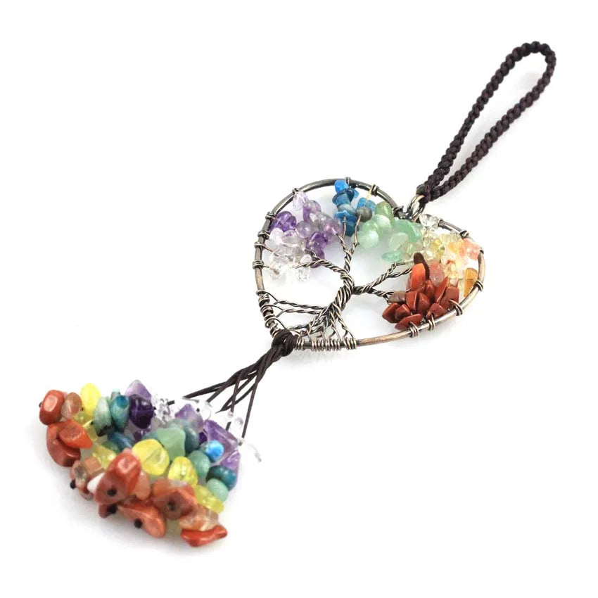 Natural Chakra Crystal Pendant – Tree of Life Gemstone Charm