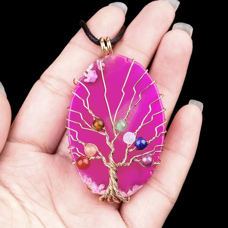 Agate Pendant Necklace By Tinkers Handcrafted Natural Stone Balance For Women