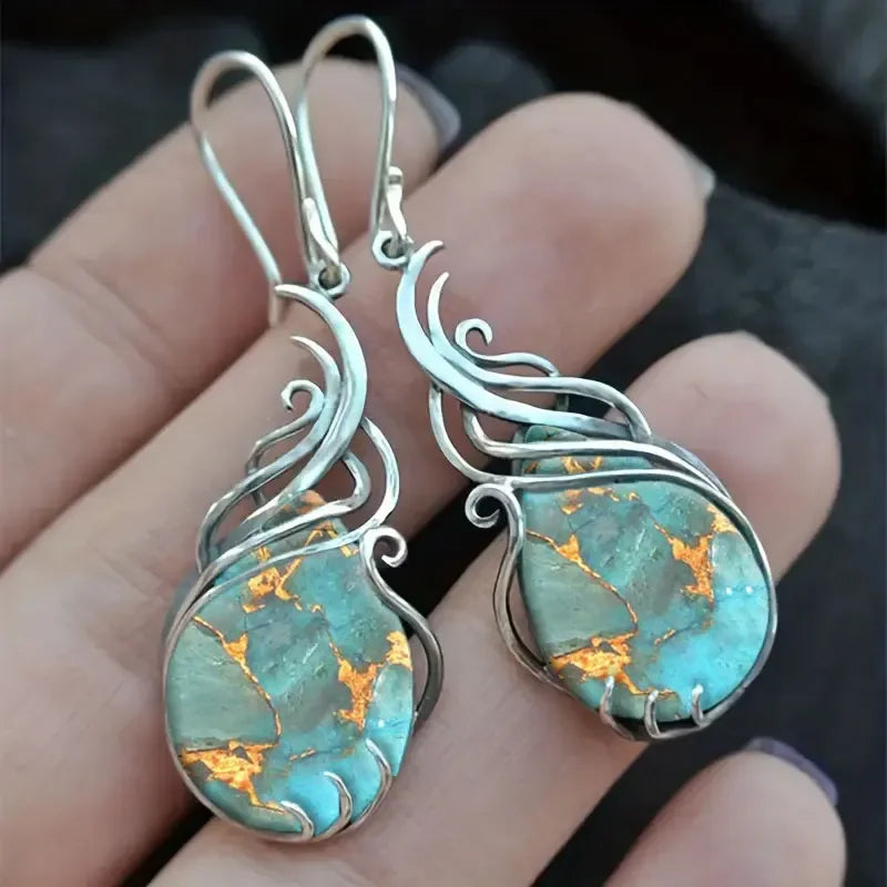 Tinkers Bohemian Turquoise Earrings For Women Vintage Jewelry Gift -