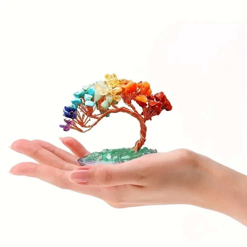 Elegant Handcrafted Natural Agate Crystal Feng Shui Fortune Tree by Tinkers