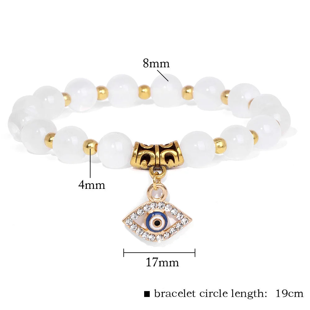 Natural Evil Eye Beads Bracelet Protection Gift For Women