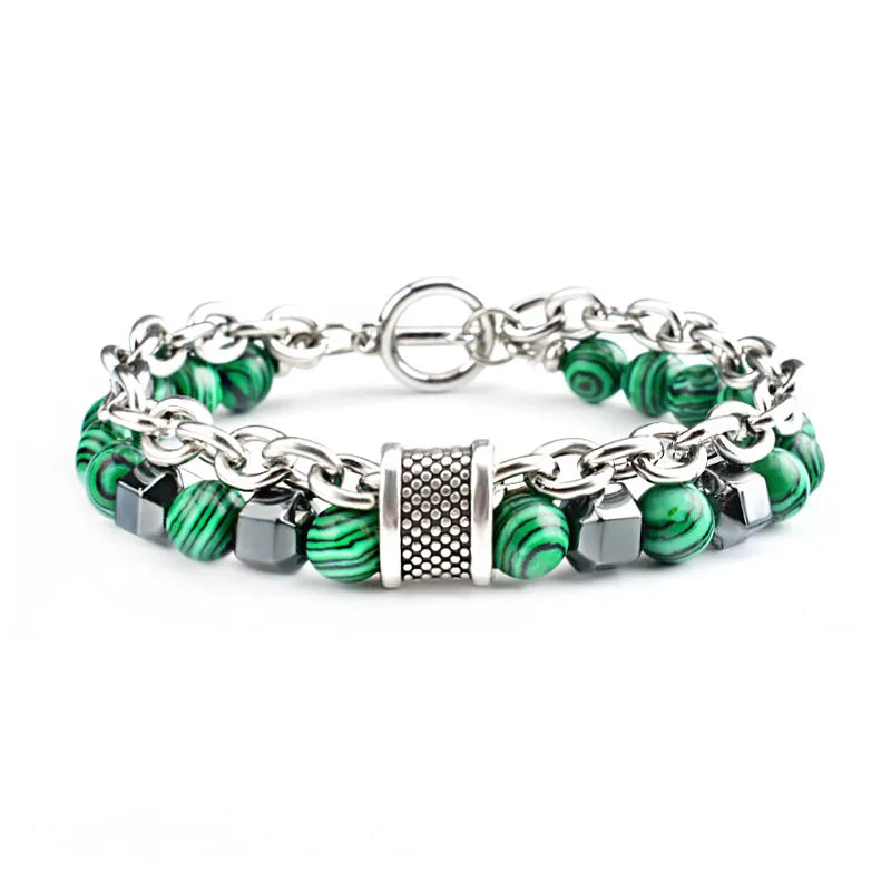 Tinkers Malachite Bracelet For Men Metal Beads Hip Hop Fashion - Uncategorized