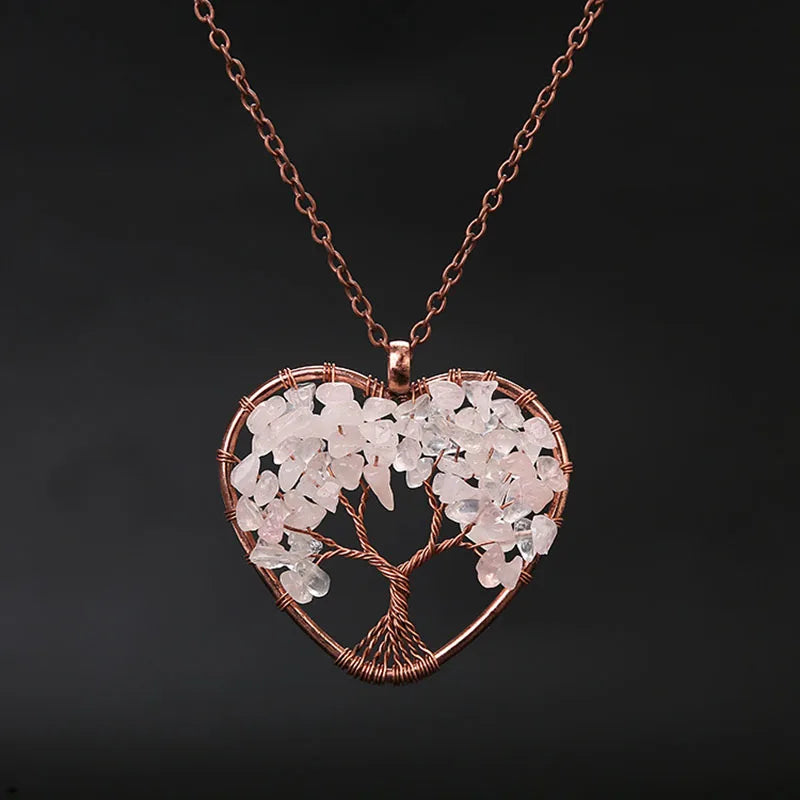 Tree of Life Crystal Necklace — Natural Healing Stone for Women