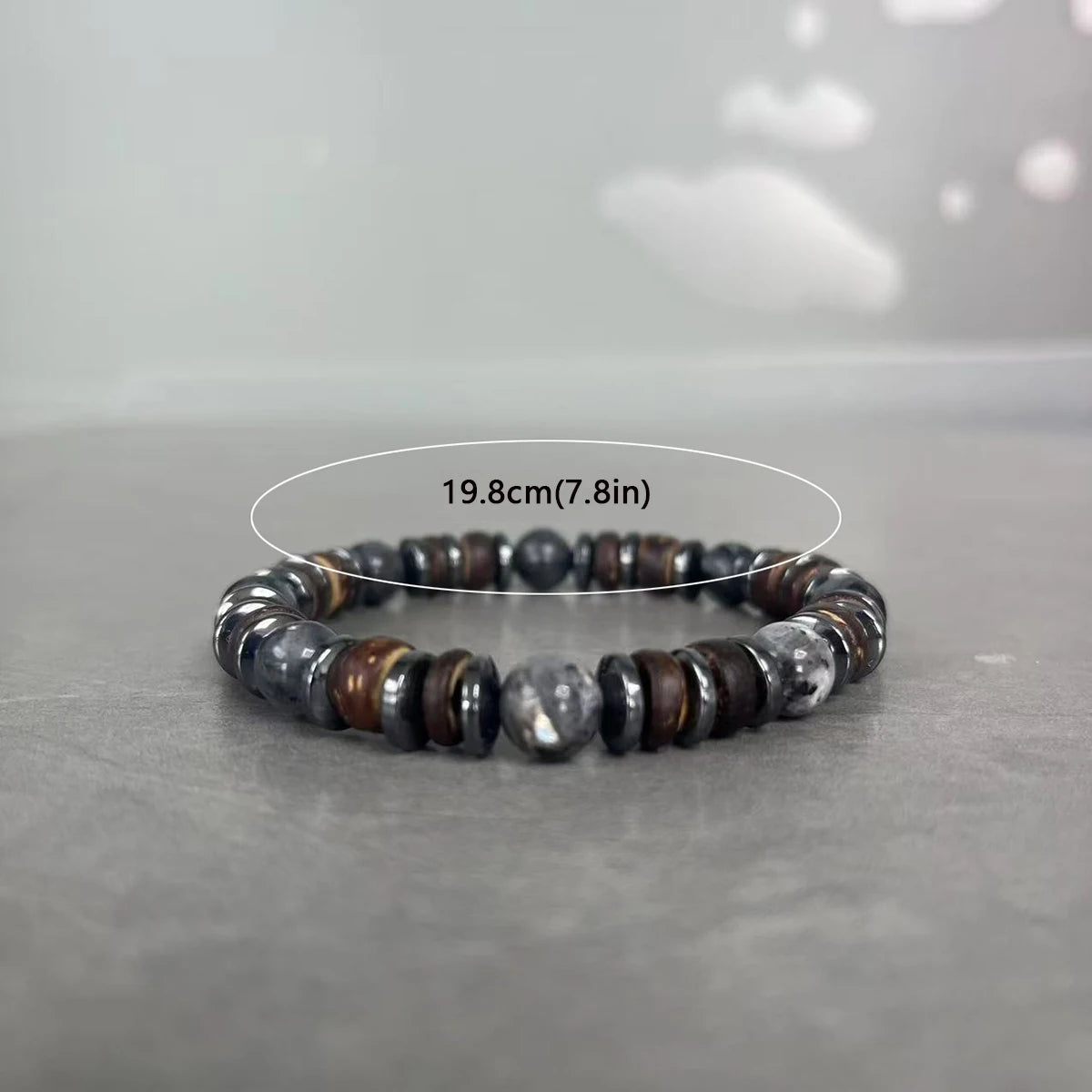Labradorite 8mm Bead Bracelet for Men — Natural Stone, Boho Style