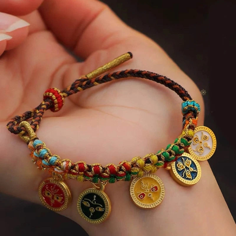 Tinkers Handmade Tibetan Rope Bracelet Colorful God of Wealth -