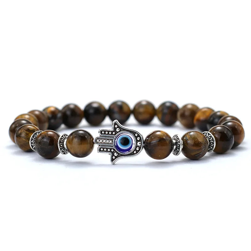 Tinkers Turkey Evil Eye Beaded Bracelet 8mm Lava Stone Lapis Lazuli - Apparel & Accessories > Jewelry > Bracelets