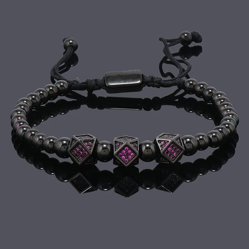 18K Gold-Plated Stainless Steel Beaded Bracelet – Unisex Couple Jewelry