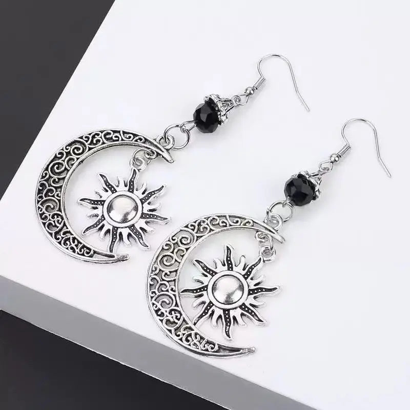 Tinkers Gothic Moon Sun Pentagram Dangle Earrings For Women And Men - Apparel & Accessories > Jewelry > Earrings