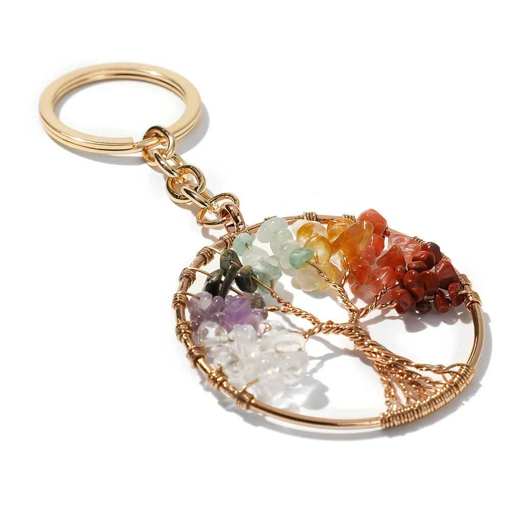 Tree Of Life Gemstone Keychain Protection For Her Tinkers