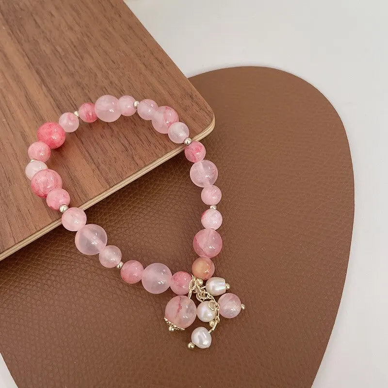 Handcrafted Pink Crystal Bracelet for Women's Healing Energy by Tinkers