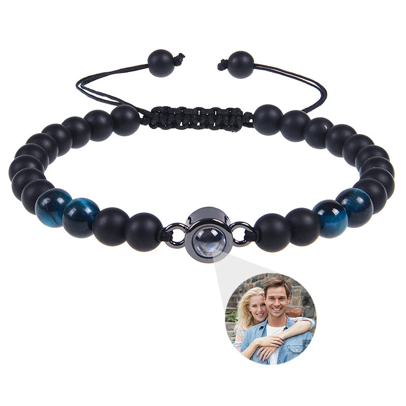 Schwarzes mattes Tigerauge-Fotoarmband von Tinkers Energy