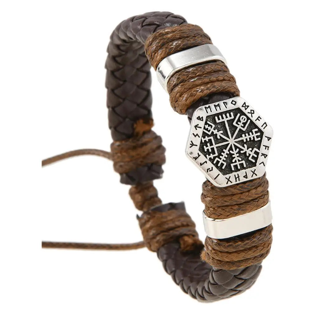 Handwoven Scripture Leather Bracelet — Vintage Ethnic Bangle for Men