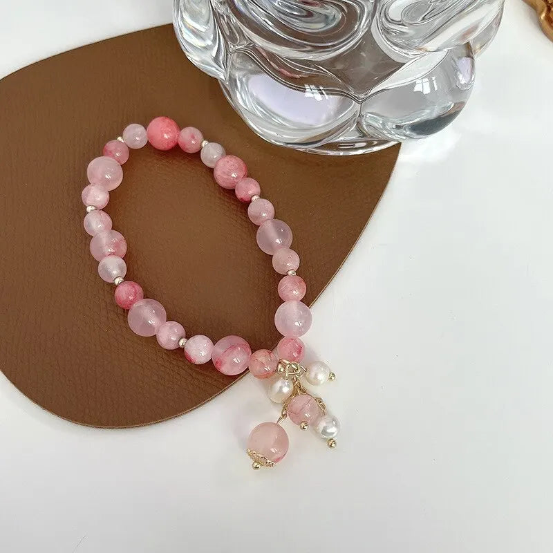 Handcrafted Pink Crystal Bracelet for Women's Healing Energy by Tinkers