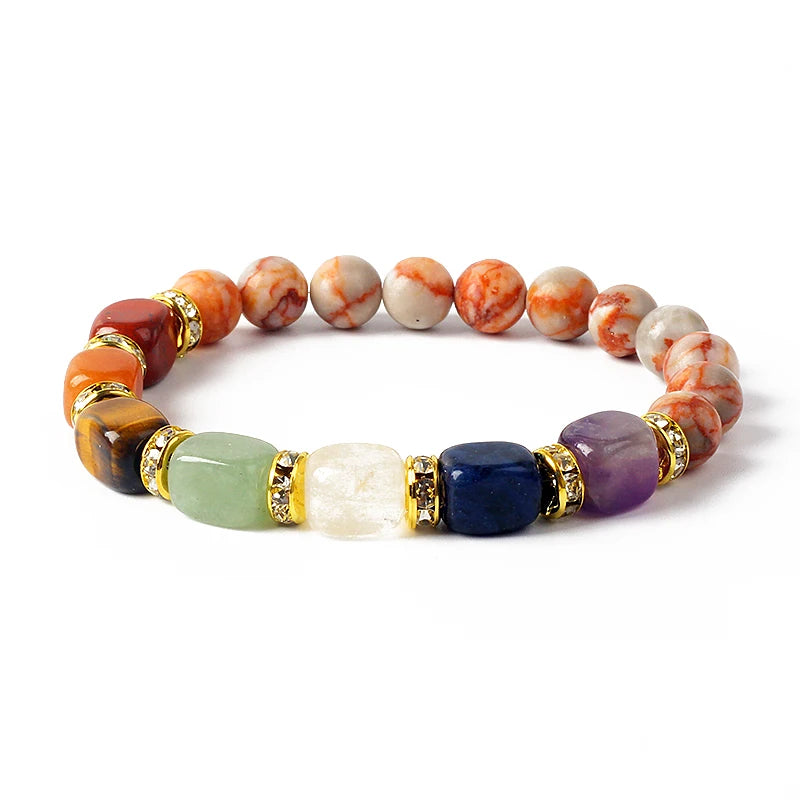 Natural Stone 7 Chakra Tiger Eye Hematite Bracelet for Women Yoga Healing Balance Gift by Tinkers