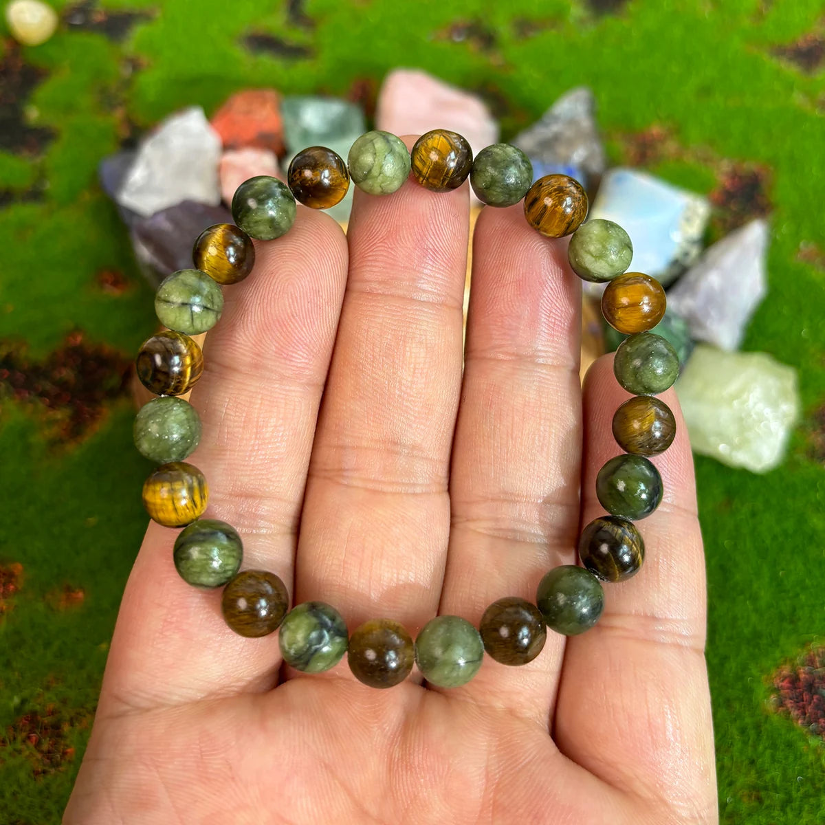 Natural Tiger Eye Bead Bracelet by Tinkers for Men and Women, Handcrafted for Wealth, Confidence, and Protection