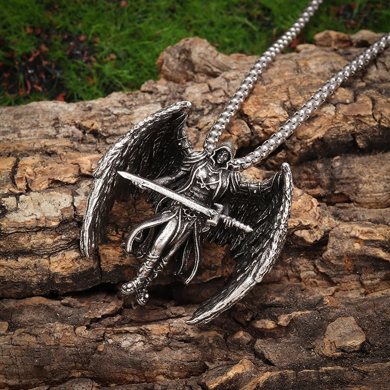 Black Onyx Archangel Protection Pendant For Men By Tinkers