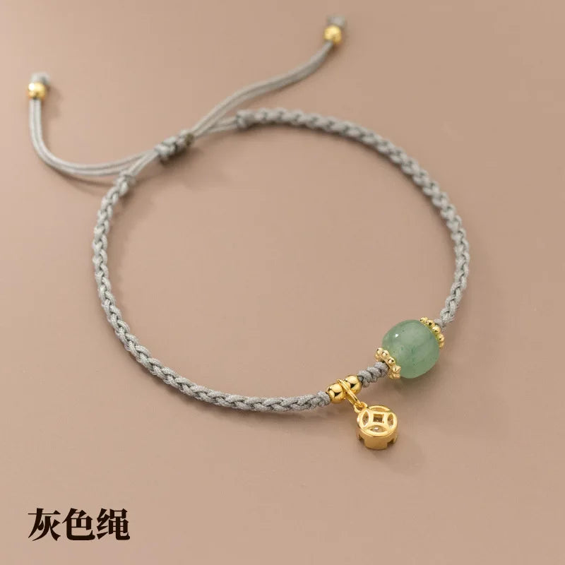 Jade Wohlstand Balance Armband Handarbeit Verstellbar Boho