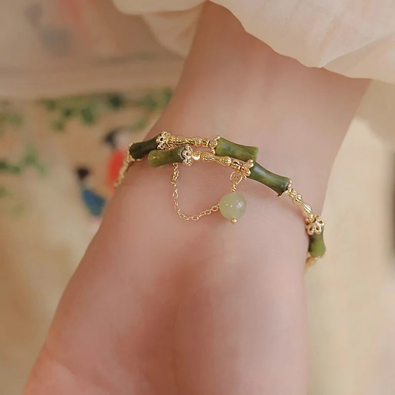 Tinkers NatureCraft Green Bamboo Bead Bracelet Signature Edition -