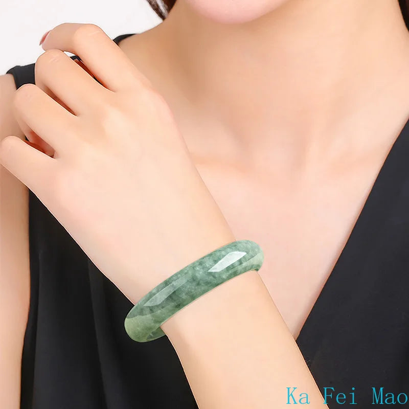 Tinkers Natural Jade Bean Green Bangle A Grade Ice Jadeite 54-62mm - Apparel & Accessories > Jewelry > Bracelets