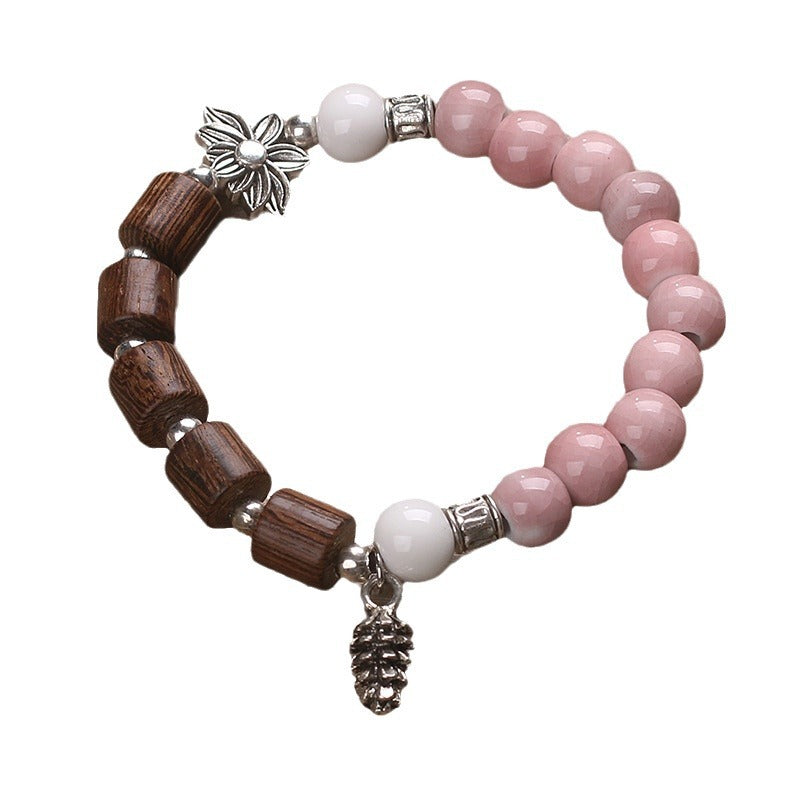 Elegant Handcrafted Pink Ceramic Bracelet for Women by Tinkers