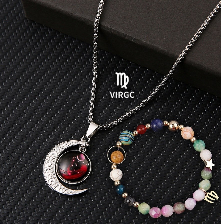Handcrafted Natural Stone Zodiac Necklace and Bracelet Set by Tinkers