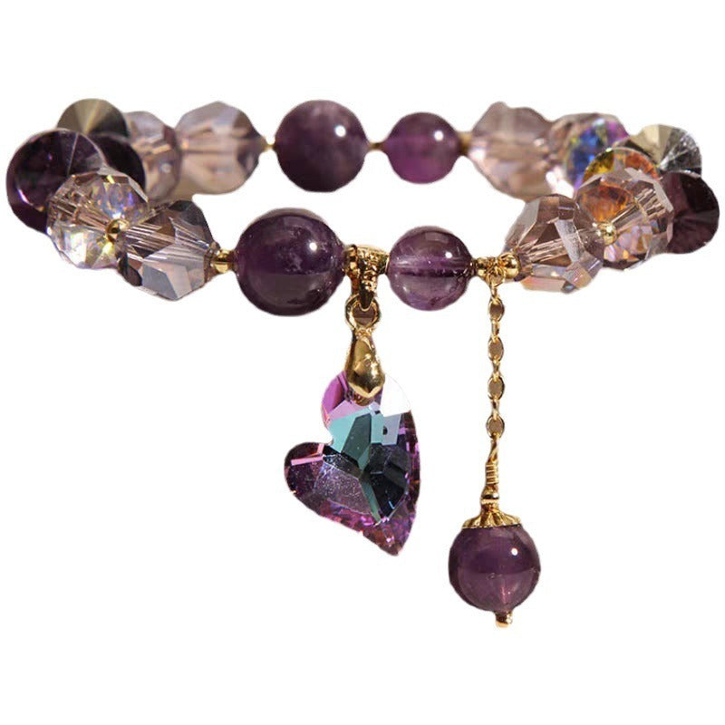 Purple Heart Crystal Bracelet Natural Amethyst Jewelry